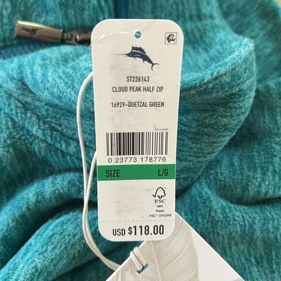 Tommy Bahama Cloud Peak, Half Zip Fleece Sweatshirt Quetzal Green, Large, NWT - Picture 8 of 10